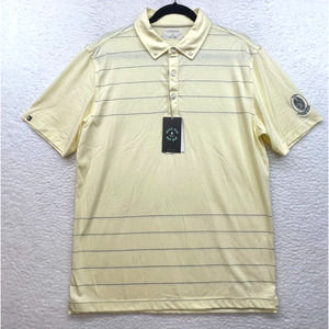 Linksoul Shirt Mens Medium Yellow Striped Polo Golf Indianwood Non Iron Preppy